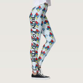 Autismo executando leggings Quebra-cabeça Blue Pan