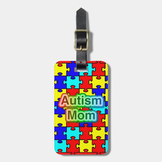 Autismo mãe etiqueta de bagagem personalizada (Frente Vertical)