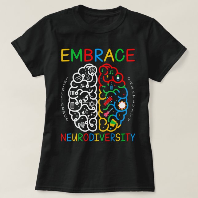Autismo Sensibilização Camisa Adotar Neurodiversid (Frente do Design)