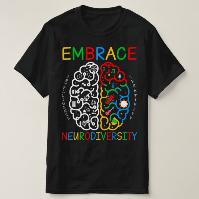 Autismo Sensibilização Camisa Adotar Neurodiversid (Frente do Design)