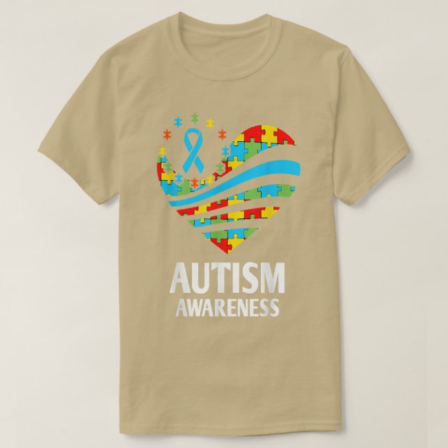 Autismo Sensibilização Camisa Mulheres Apoio Coraç (Frente do Design)