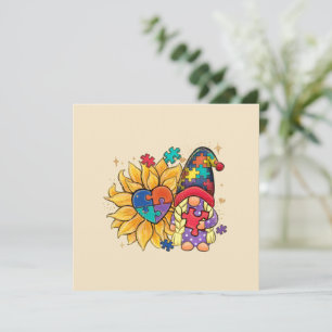 Autismo Sensibilização Gnomo com Girassol e Coraçã