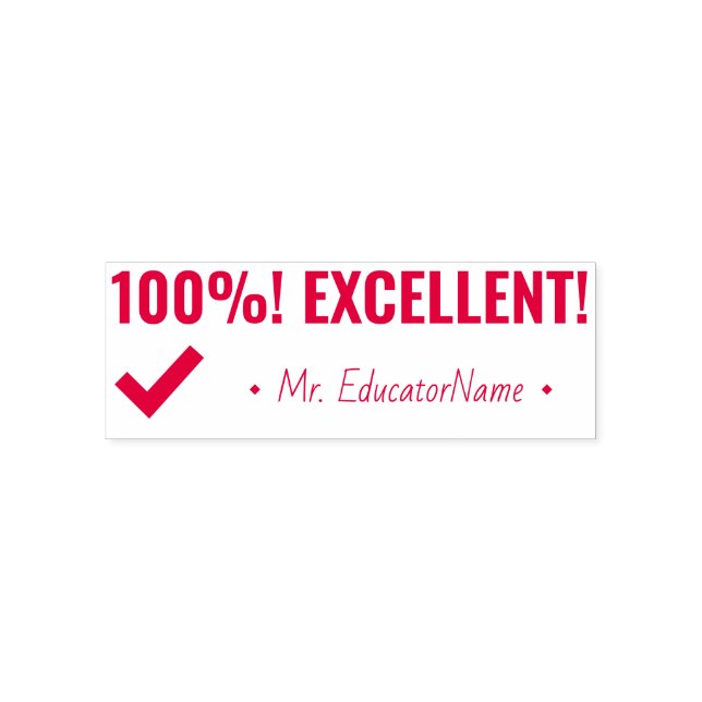 Auto Entintado "100%! EXCELENTE!" Carimbo de Borracha para Profes (Design)