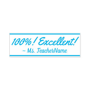 Auto Entintado "100%! Excelente!" + Nome Educador Carimbo de Borr