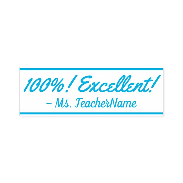 Auto Entintado "100%! Excelente!" + Nome Educador Carimbo de Borr (Design)