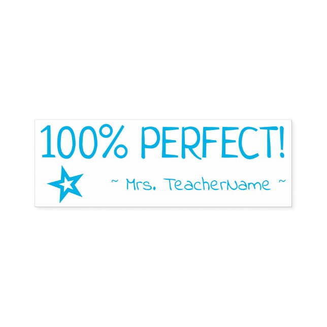 Auto Entintado "100% PERFEITO!" + Carimbo de Borracha Nome do Edu (Design)