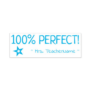 Auto Entintado "100% PERFEITO!" + Nome do Educador Carimbo