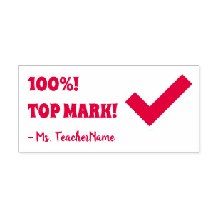 Auto Entintado "100%! TOP MARK!" Carimbo de Borracha de Marcaçã