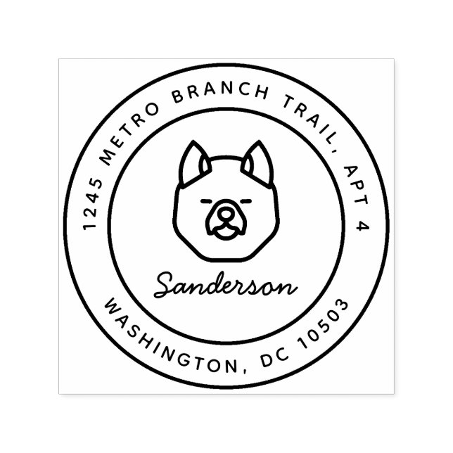 Auto Entintado Akita Dog Return Address Self-Inking Carimbo (Design)