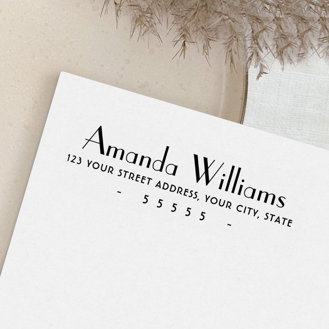 Auto Entintado Carimbo auto-entintado com nome retrô e endereço d (Criador carregado)