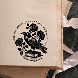 Auto Entintado Carimbo Automático Ex Libris Corvo Floral