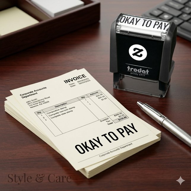 Auto Entintado Carimbo Automático Profissional Okay To Pay Marca (Professional Okay To Pay Self Inking Stamp Mark)