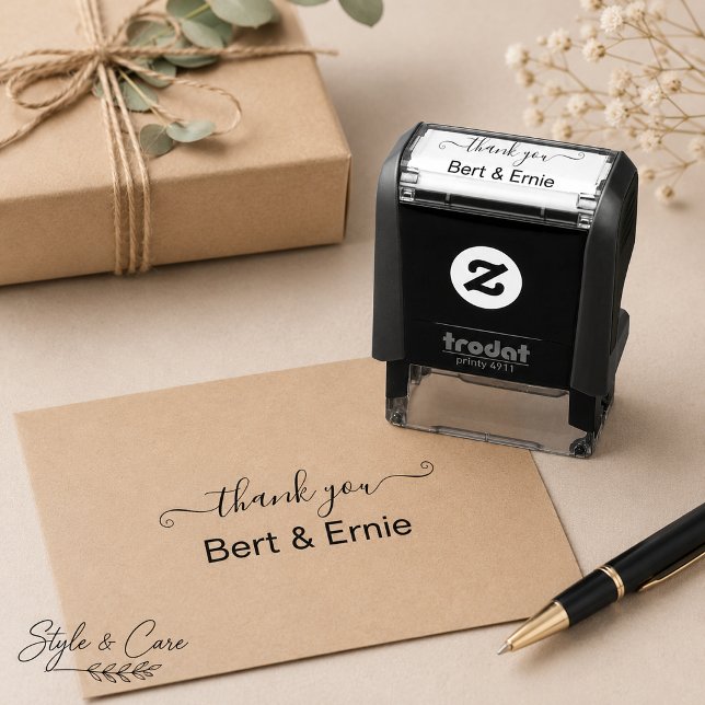 Auto Entintado Carimbo de agradecimento com tinta automática e el (Stylish Self-Inking Thank You Stamp by the Couple)