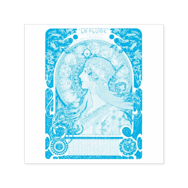 AUTO ENTINTADO CARIMBO DE BORRACHA: ALPHONS MARIA MUCHA: LA PLUME (Design)