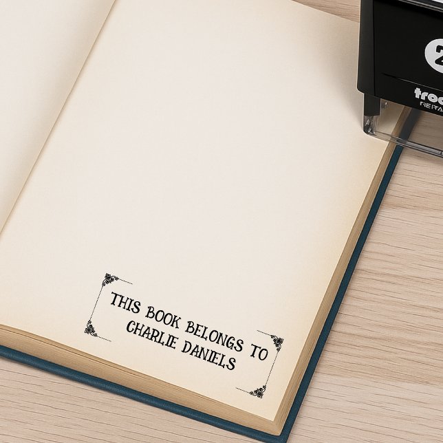 Auto Entintado Carimbo de Borracha Auto-Tintável de Ex Libris Ele (This books belongs to Charlie Daniels)