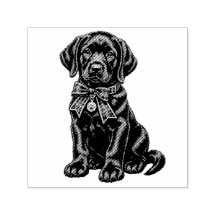 Carimbo de Borracha Cachorro Labrador Preto com La