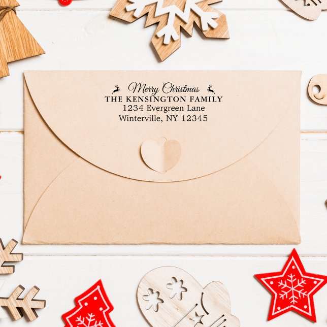 Auto Entintado Carimbo de Borracha da Família Natal Personalizada (Personalized Christmas Family Address Rubber Stamp)