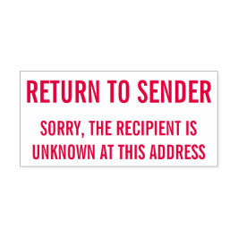 Auto Entintado Carimbo de Borracha de Destinatário Desconhecido "