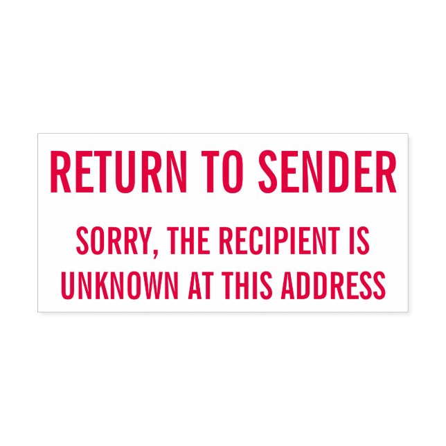Auto Entintado Carimbo de Borracha de Destinatário Desconhecido " (Design)