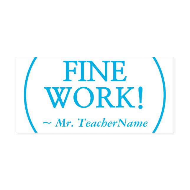 Auto Entintado Carimbo de Borracha de Instrutor "TRABALHO FINE!" (Design)