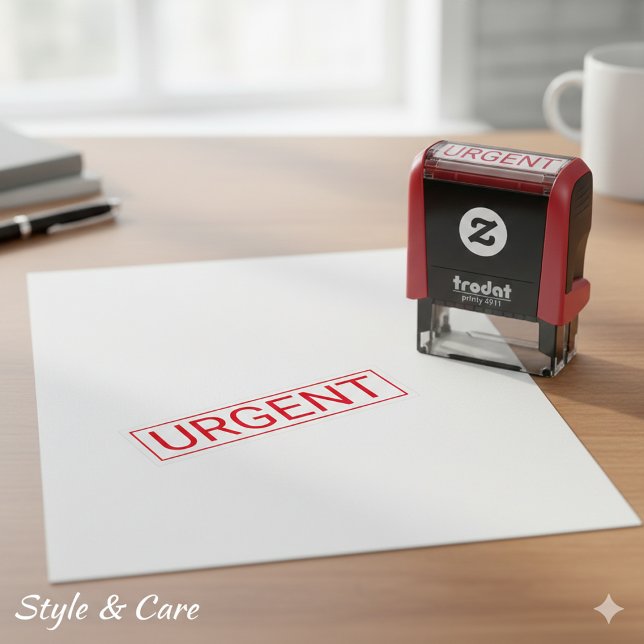 Auto Entintado Carimbo de Borracha de Tinta Automática com Texto  (Personalized Urgent Text Self-Inking Rubber Stamp)