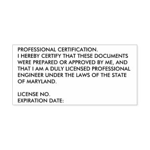 Auto Entintado Carimbo de Certificação de Engenheiros Profissiona