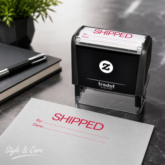 Auto Entintado Carimbo de Data de Envio com Tinta Automática (Self Inking Shipped By Date Office Stamp)