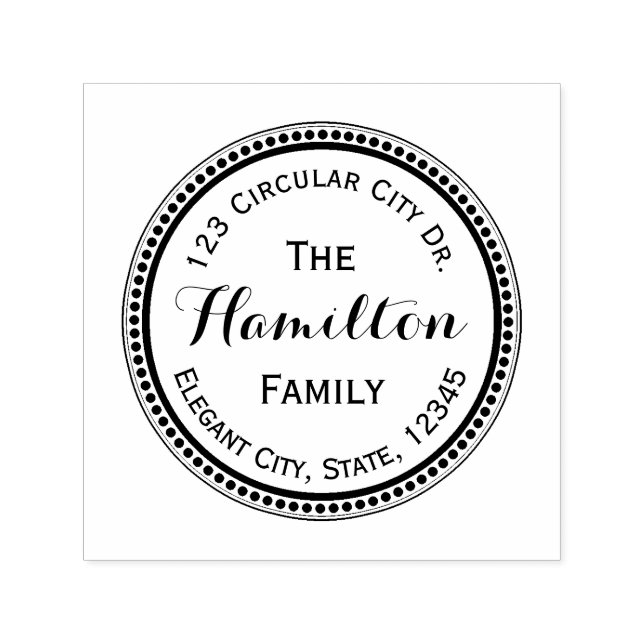 Auto Entintado Carimbo de Endereço Arredondado Ponto do Círculo d (Design)