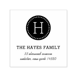 Auto Entintado Carimbo de Endereço da Família de Círculos Pontilh