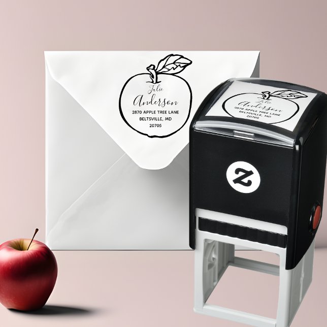 Auto Entintado Carimbo de Endereço de Devolução Auto-Tintado com  (🍎 Personalized Apple Stamp: A Teacher's Delight! 📚)
