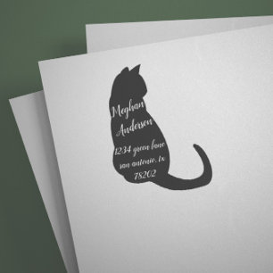 Auto Entintado Carimbo de Endereço de Devolução de Gato Preto Sim