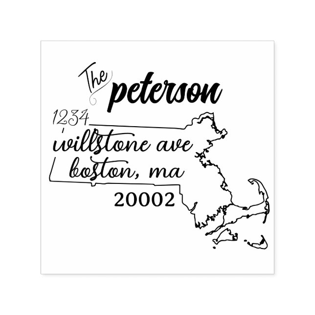 Auto Entintado Carimbo de Endereço de Devolução de Massachusetts (Design)