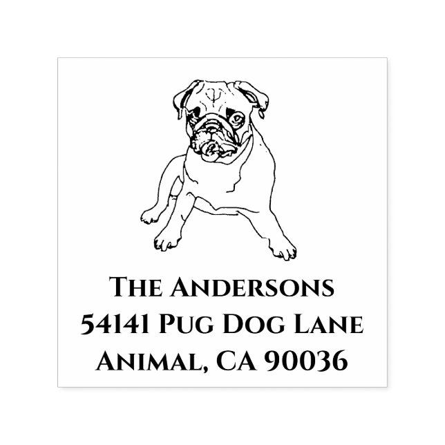 Auto Entintado Carimbo de Endereço de Devolução de Pug Personaliz (Design)