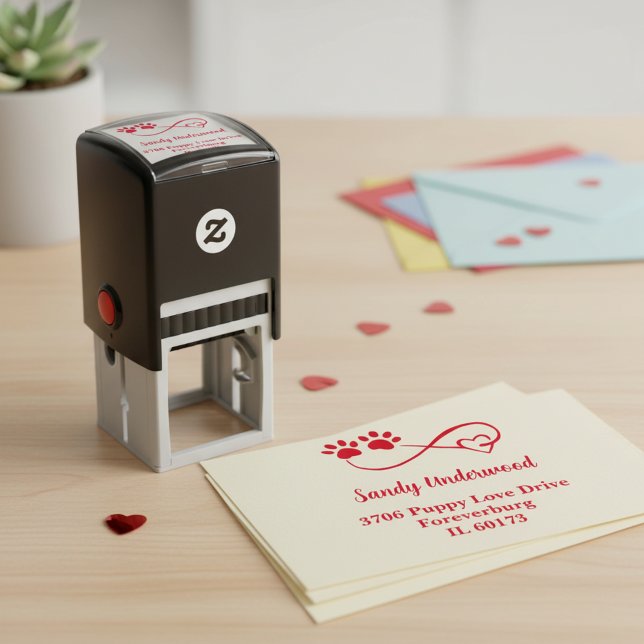 Auto Entintado Carimbo de Endereço de Devolução Pré-Entintado Cor (Send every letter with infinite love using this awesome return address stamp 🐾❤️)