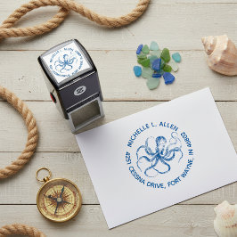 Auto Entintado Carimbo de Endereço de Devolução Redondo de Polvo 