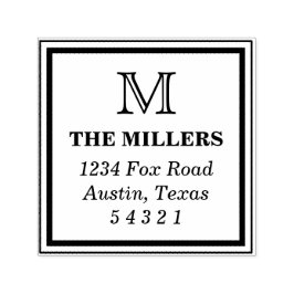 Auto Entintado Carimbo de Endereço de Quadro Quadrado