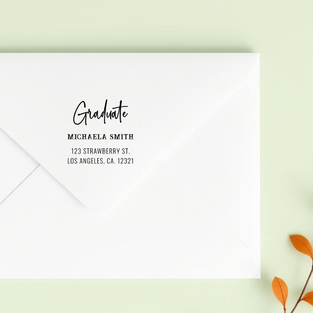 Auto Entintado Carimbo de Endereço de Retorno de Graduado em Scri (Criador carregado)