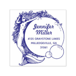 Auto Entintado Carimbo de Endereço de Retorno de Sereia Vintage A