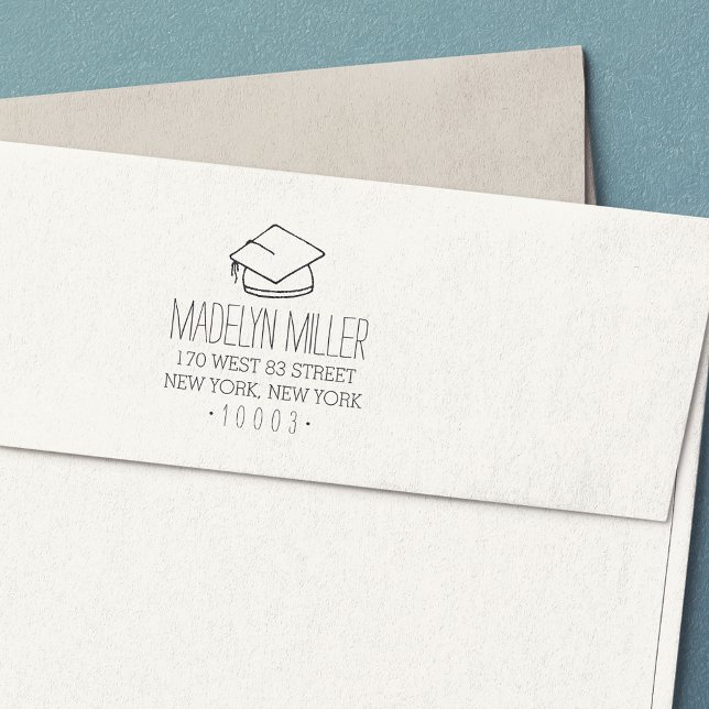 Auto Entintado Carimbo de Endereço de Retorno do boné de formatur (Criador carregado)