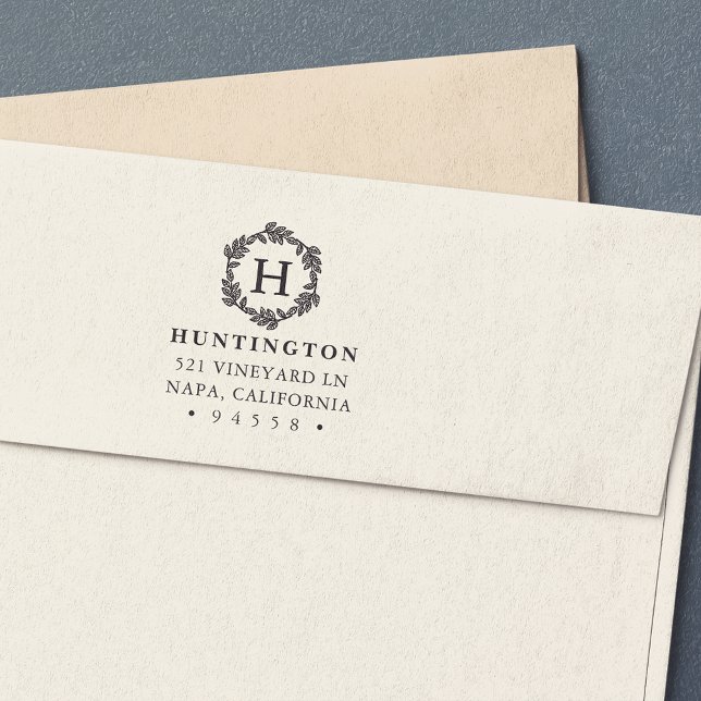 Auto Entintado Carimbo de Endereço de Retorno do Monograma (Criador carregado)