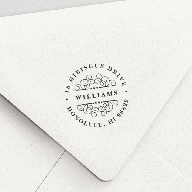 Auto Entintado Carimbo de Endereço de Retorno Redondo Deco Floura (Criador carregado)