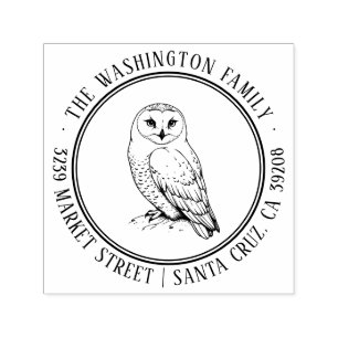 Auto Entintado Carimbo de Endereço Snowy Owl
