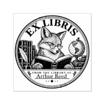 Carimbo de Livro de Biblioteca Ex Libris de Raposa