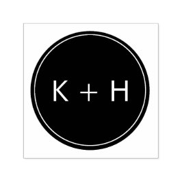 Auto Entintado Carimbo de Monograma de Casamento Minimalista