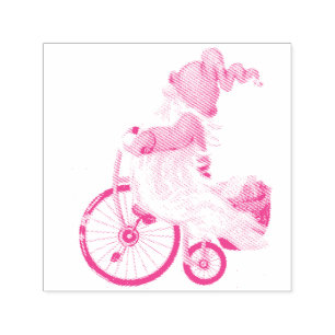 Auto Entintado Carimbo de Natal Gift Gnome com bicicleta e presen
