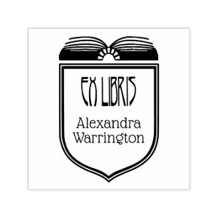Auto Entintado Carimbo de Nome de Livro Ex Libris Elegant Crest