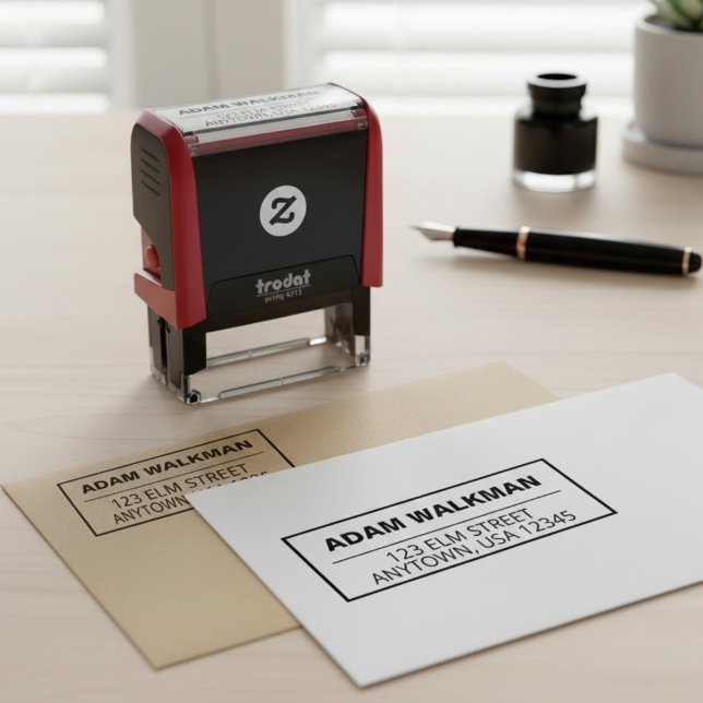 Auto Entintado Carimbo de Nome Moderno e Endereço de Devolução co (Create Your Family Fancy return address stamp,)