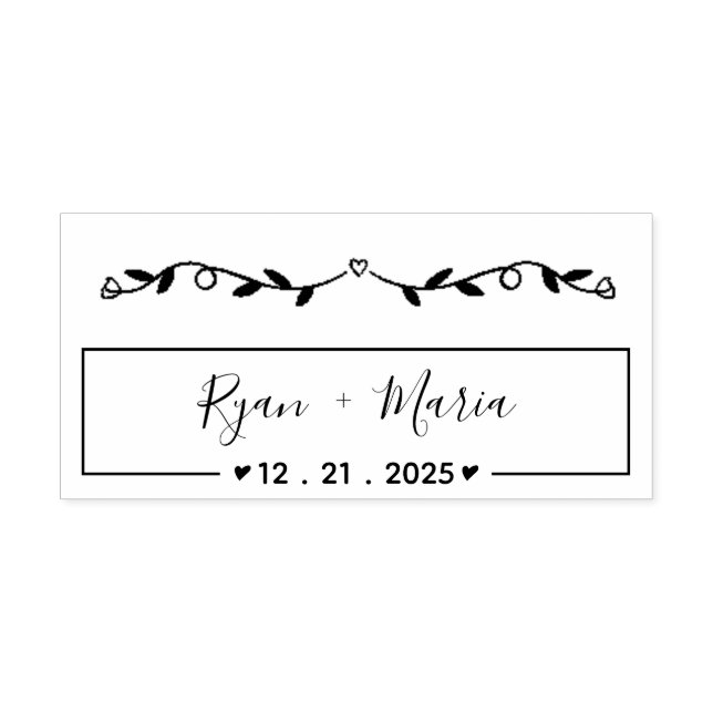 Auto Entintado Carimbo de Tinta Automática de Casamento Retangula (Design)