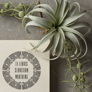 Auto Entintado Carimbo Ex Libris Personalizado Labirinto Futurist
