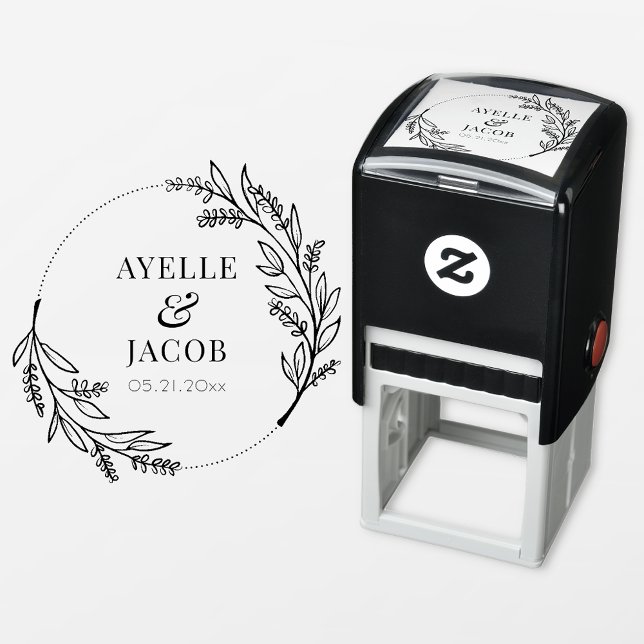 Auto Entintado Carimbo Floral Rustic Frame Monograma Bber Casamen (Criador carregado)